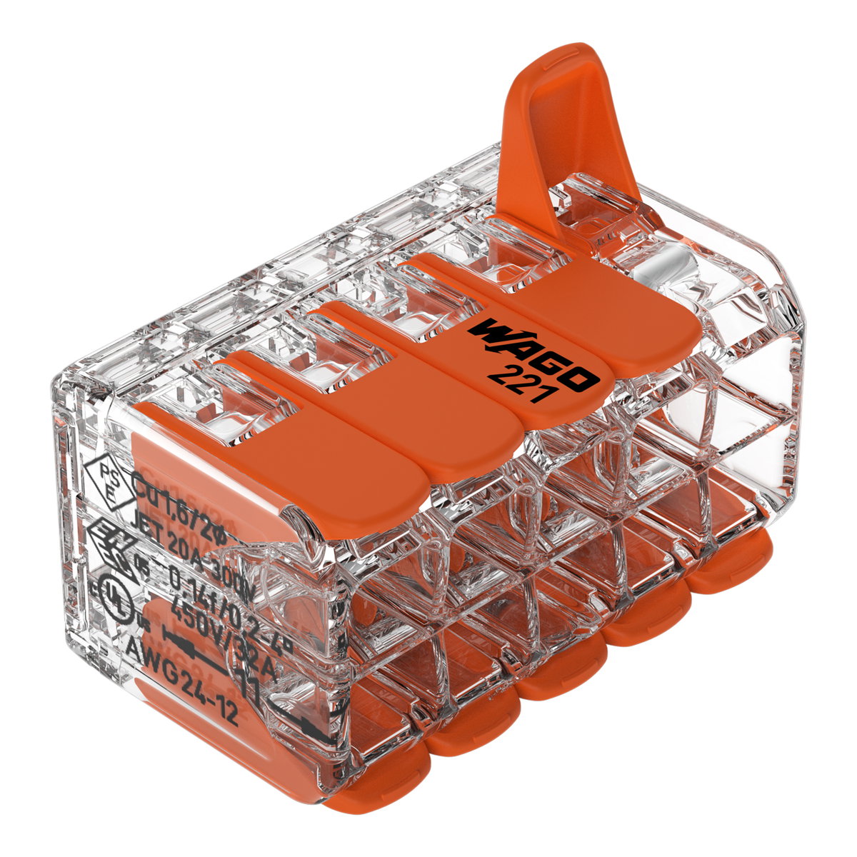 Verbindungsklemme mit Hebeln,für alle Leiterarten,max. 4 mm²,transparent – Bild 2 von 7