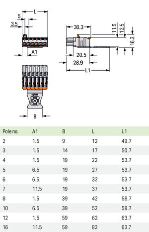 1-Leiter-Federleiste;Hebel;Push-in CAGE CLAMP®;lichtgrau