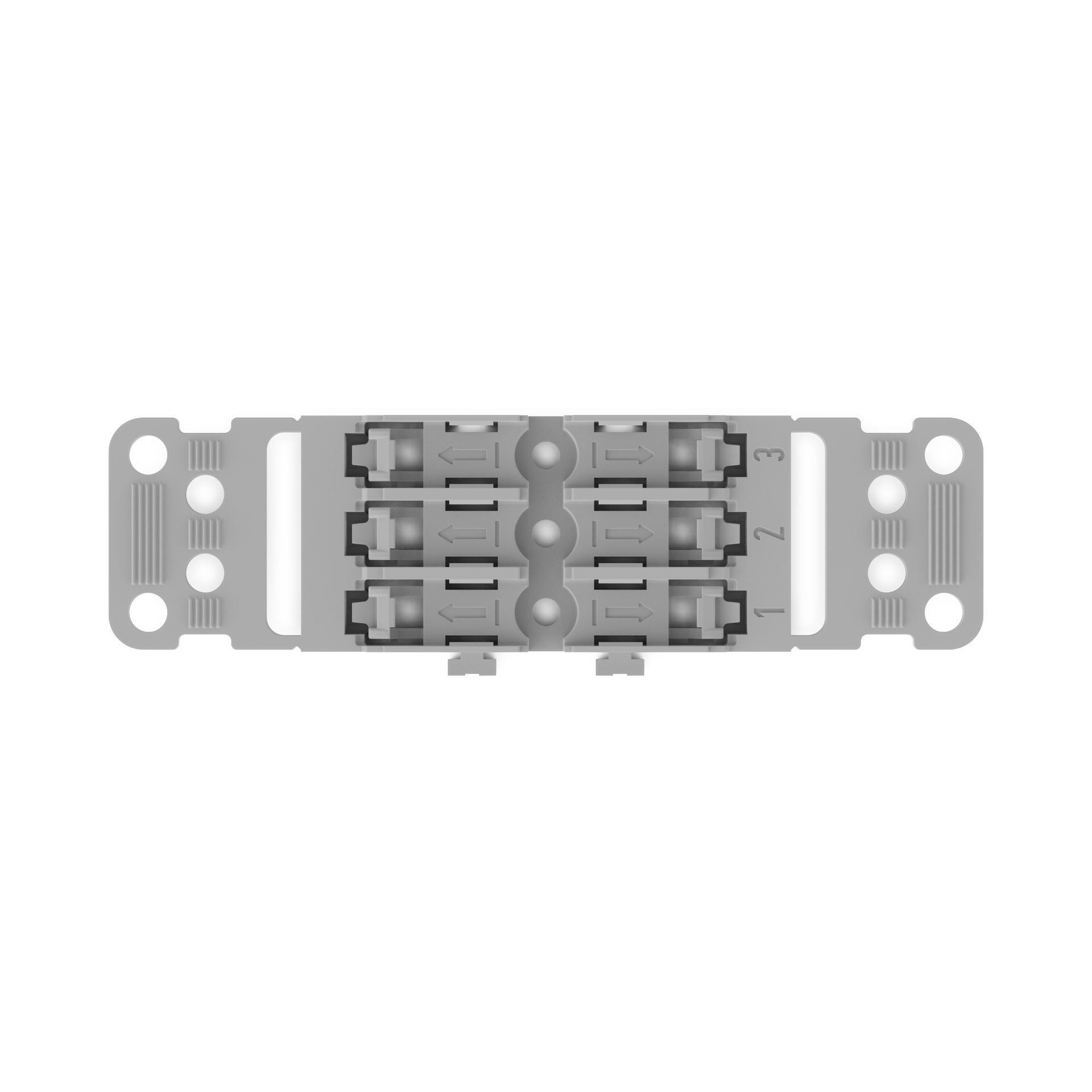 Befestigungsadapter mit Zugentlastung,3-fach,für Durchgangsverbinder mit Hebel,grau – Bild 4 von 5