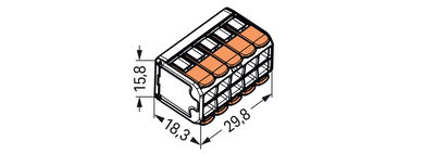 Verbindungsklemme mit Hebeln für alle Leiterarten max. 4 mm² transparent