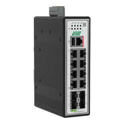 Industrial-Managed-Switch 8 Ports 1000Base-T 4 SFP Gigabit Ethernet Ports metallisch schwarz