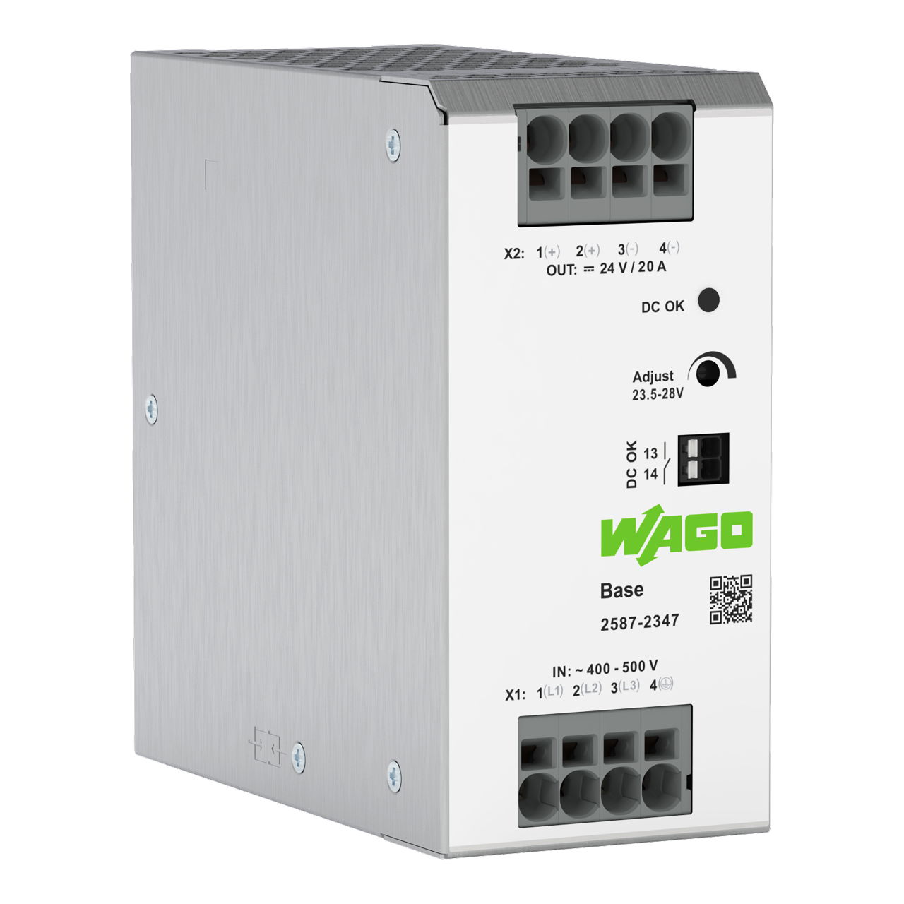 Primär getaktete Stromversorgung, Base, 3-phasig, DC 24 V, 20 A