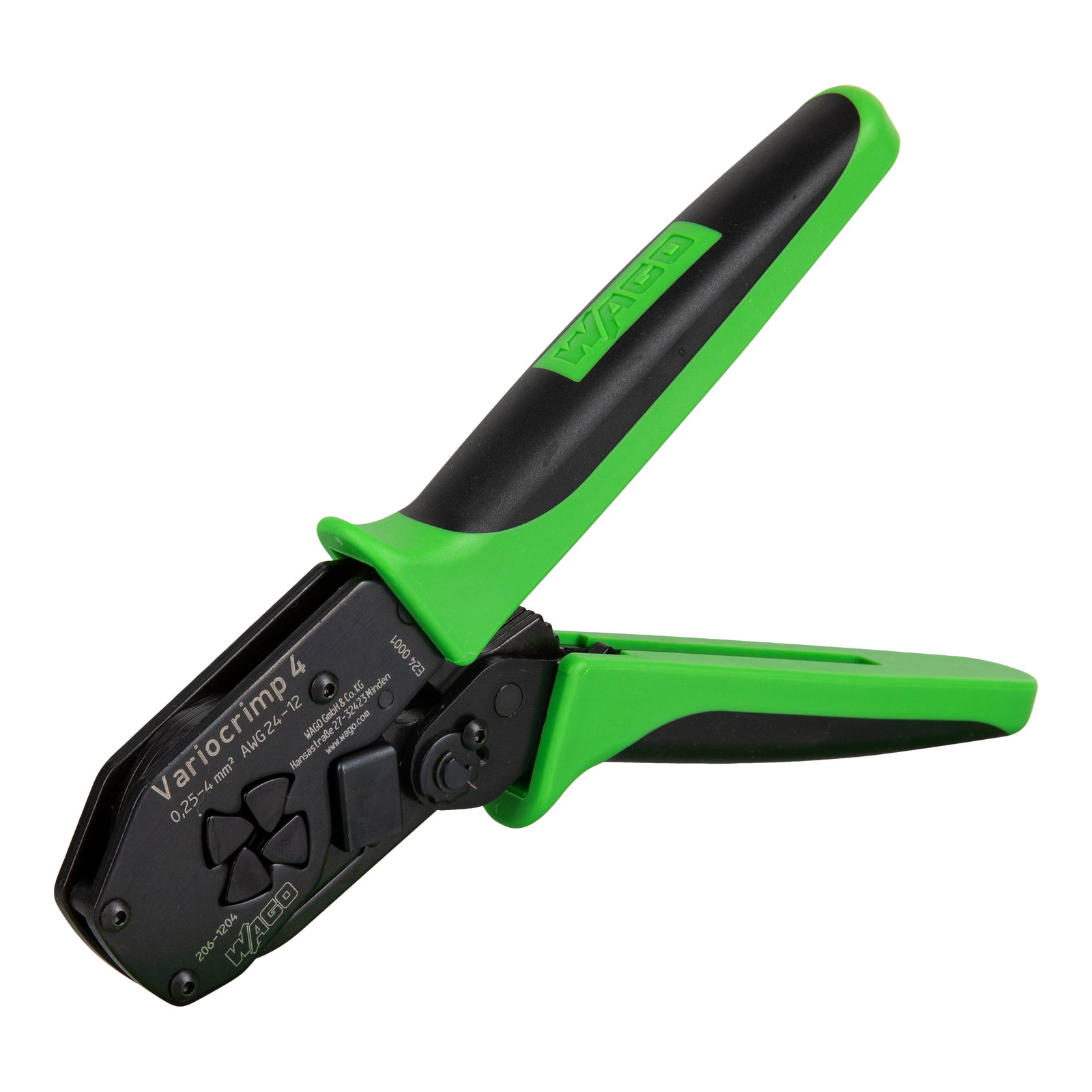 Crimp-Zange Variocrimp 4,für Aderendhülsen mit und ohne Kunststoffkragen,Crimp-Bereich 0,25 mm² bis 4,0 mm²,grün/schwarz