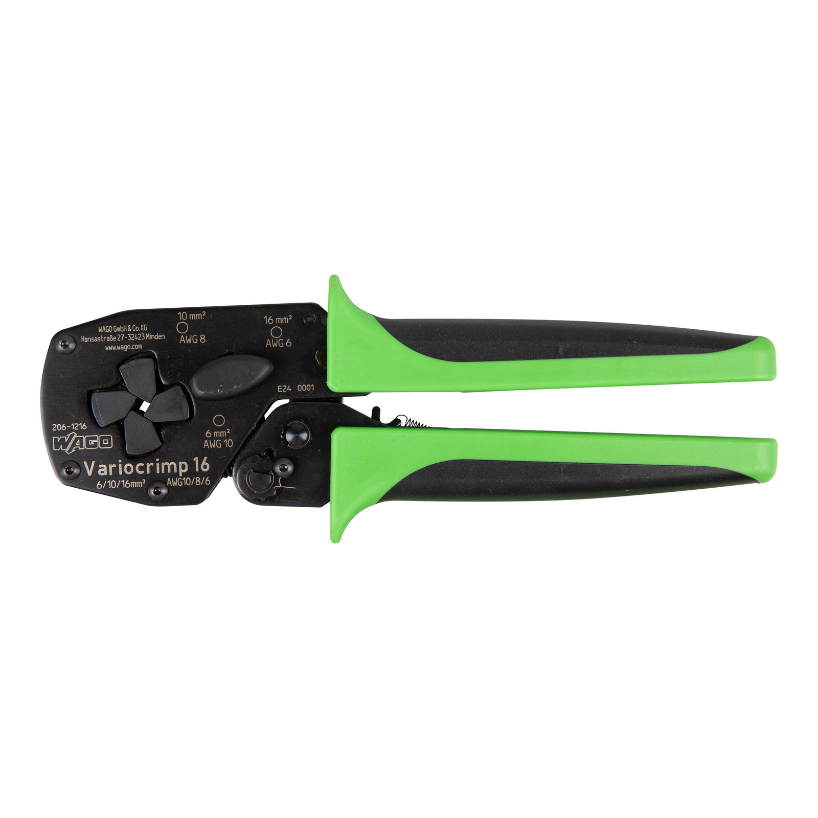 Crimp-Zange Variocrimp 16,für Aderendhülsen mit und ohne Kunststoffkragen,Crimp-Bereich 6 mm², 10 mm², 16 mm²,grün/schwarz – Bild 3 von 5
