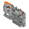2-Leiter-Durchgangsklemme mit Hebel und Drücker 2,5 mm² grau