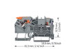 2-Leiter-Durchgangsklemme mit Hebel und Drücker 2,5 mm² grau