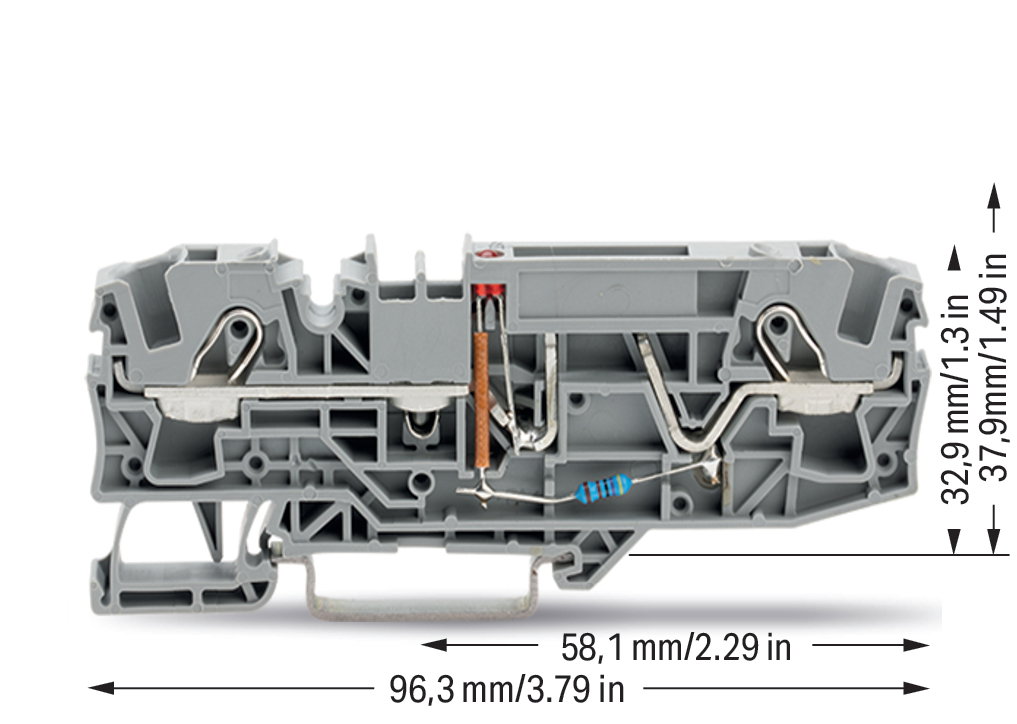 2-Leiter-Sicherungsklemme,für Kfz-Flachsicherungen,mit Prüfmöglichkeit,grau – Bild 2 von 2