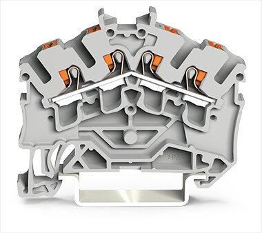 4-Leiter-Durchgangsklemme mit Drücker 2,5 mm² grau