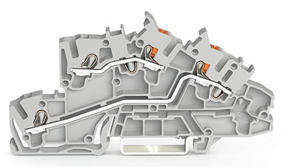 Installationsetagenklemme mit Betätigungsöffnung und Drücker 2,5 mm² grau