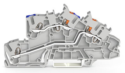 Installationsetagenklemme mit Betätigungsöffnung und Drücker 2,5 mm² grau