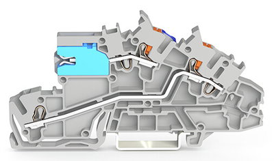Installationsetagenklemme mit Betätigungsöffnung und Drücker 2,5 mm² grau