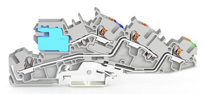 Installationsetagenklemme mit Betätigungsöffnung und Drücker 4 mm² grau