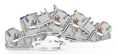 Installationsetagenklemme mit Betätigungsöffnung und Drücker 4 mm² grau