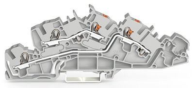 Installationsetagenklemme mit Betätigungsöffnung und Drücker 4 mm² grau