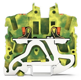 2-Leiter-Mini-Schutzleiterklemme mit Drücker 2,5 mm² grün-gelb