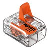 Verbindungsklemme mit Hebeln für alle Leiterarten max. 4 mm² transparent