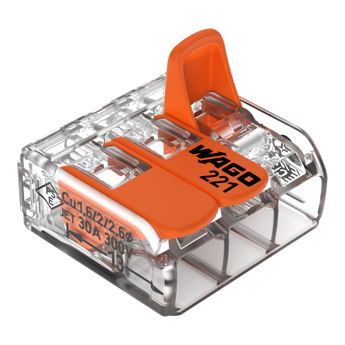 Verbindungsklemme mit Hebeln,für alle Leiterarten,max. 6 mm²,transparent – Bild 2 von 7