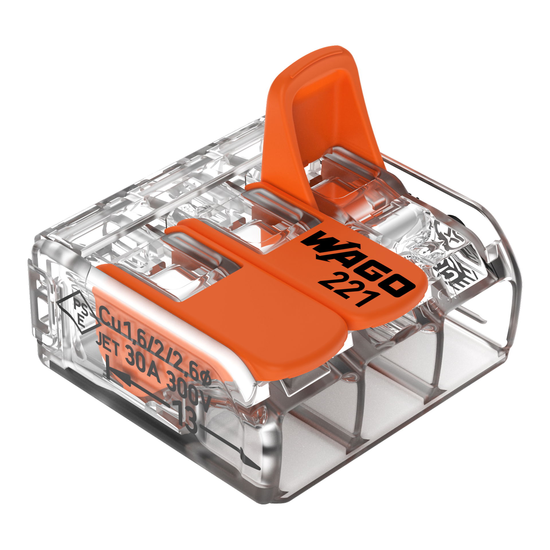 Verbindungsklemme mit Hebeln,für alle Leiterarten,max. 6 mm²,transparent – Bild 2 von 7
