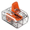 Verbindungsklemme mit Hebeln für alle Leiterarten max. 6 mm² transparent