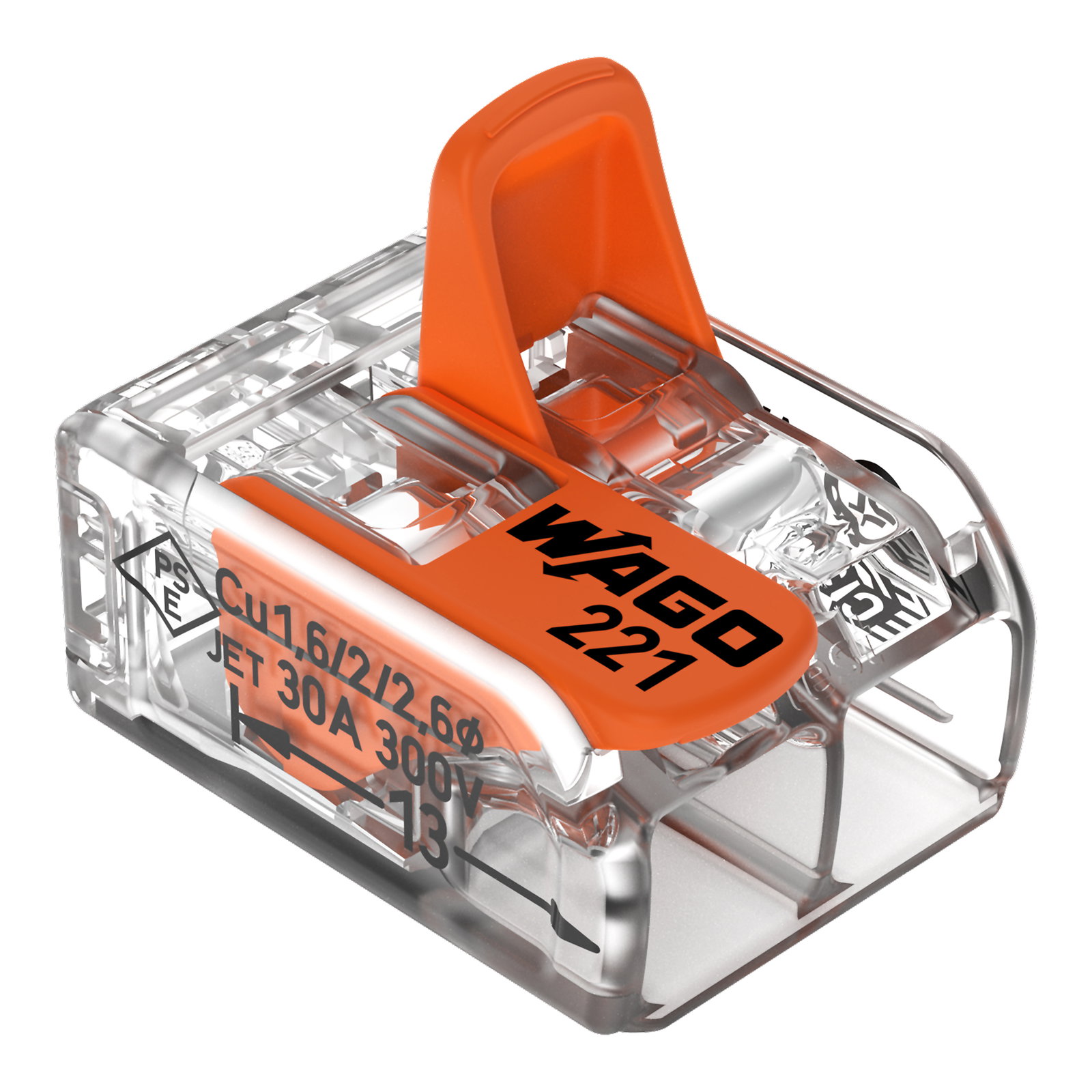 Verbindungsklemme mit Hebeln,für alle Leiterarten,max. 6 mm²,transparent – Bild 2 von 7