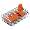 Verbindungsklemme mit Hebeln für alle Leiterarten max. 6 mm² transparent