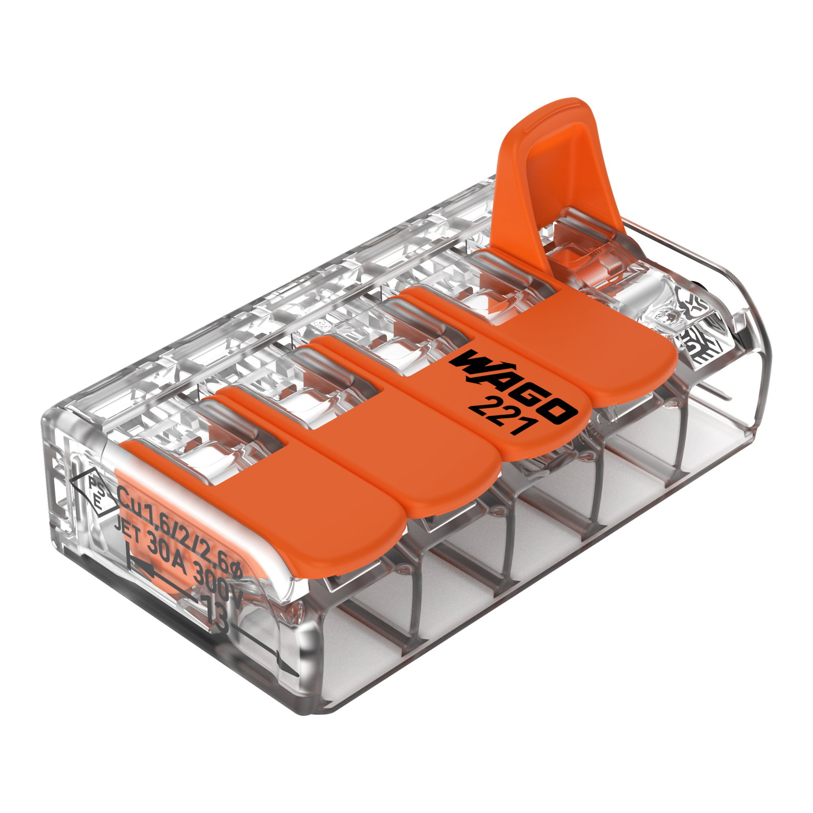 Verbindungsklemme mit Hebeln,für alle Leiterarten,max. 6 mm²,transparent – Bild 2 von 7