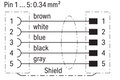 Sensor-/Aktorleitung,M12A-Buchse, winklig,M12A-Stecker, axial