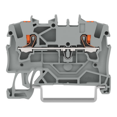 2-Leiter-Durchgangsklemme mit Drücker 1,5 mm² grau
