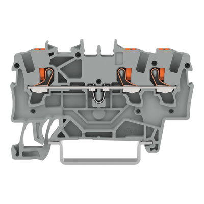 3-Leiter-Durchgangsklemme mit Drücker 1,5 mm² grau