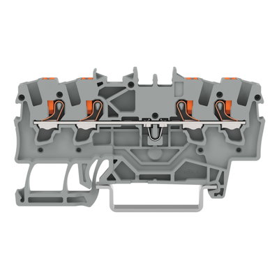 4-Leiter-Durchgangsklemme mit Drücker 1,5 mm² grau
