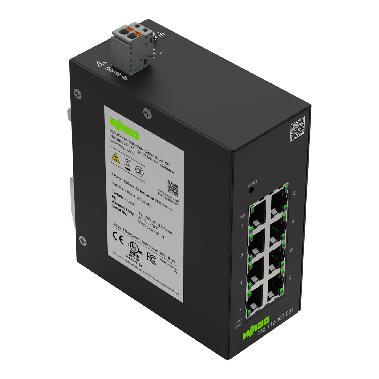 Industrial-ECO-Switch,8 Ports 100Base-TX,schwarz