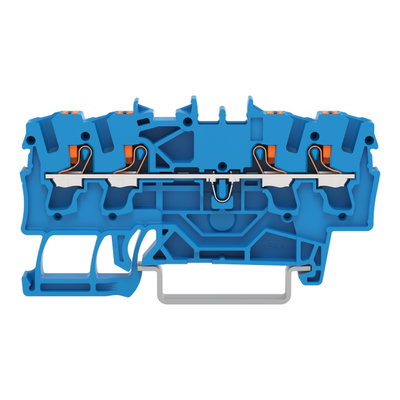 4-Leiter-Durchgangsklemme mit Drücker 2,5 mm² blau