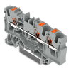 3-Leiter-Durchgangsklemme mit Drücker 4 mm² grau