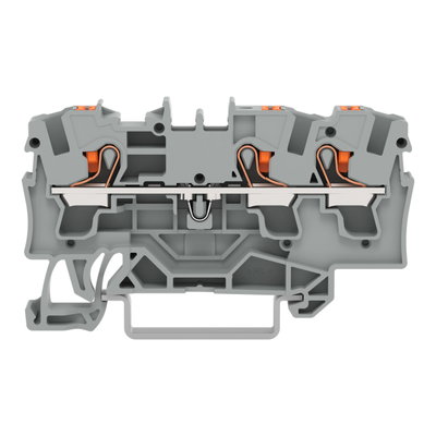 3-Leiter-Durchgangsklemme mit Drücker 4 mm² grau