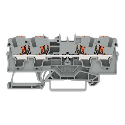 4-Leiter-Durchgangsklemme mit Drücker 4 mm² grau
