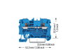 2-Leiter-Durchgangsklemme mit Drücker 4 mm² blau