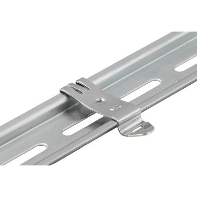 Piede di montaggio su guida di supporto, argento, acciaio, non rivestito, M 4, Larghezza: 14 mm