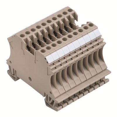 Ein- und mehrpolige Klemmenleiste, Schraubanschluss, dunkelbeige, 2.5 mm², 24 A, 500 V, Anzahl Anschlüsse: 2, Anzahl der Etagen: 1