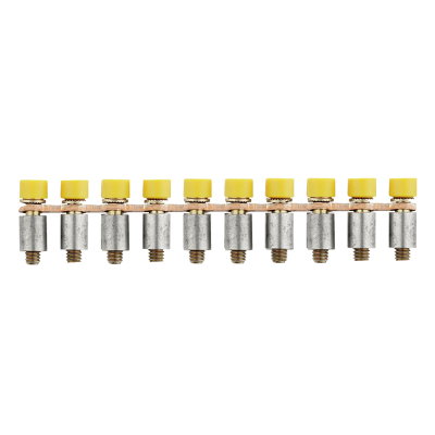 Querverbinder (Klemmen), geschraubt, gelb, 24 A, Polzahl: 10, Raster in mm: 6.10, Isoliert: Ja, Breite: 4 mm