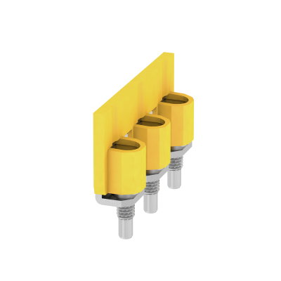 Querverbinder (Klemmen), geschraubt, gelb, 125 A, Polzahl: 3, Raster in mm: 16.00, Isoliert: Ja, Breite: 9 mm