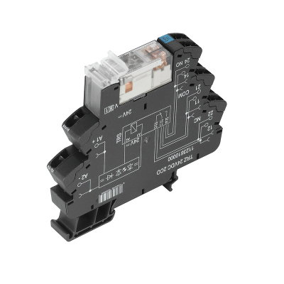 Koppelrelais, 24 V DC ±20 %, LED grün, 2 Wechsler (AgNi) , 250 V AC, 8 A, Zugfederanschluss