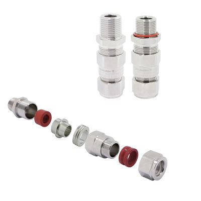 Pressacavo Ex (metallo), diritto, 1 1/2" NPT, 18.4 mm, Armatura intrecciata, Armatura con pellicola metallica, 1.6 - 2 mm, OD min. 30.5 - OD max. 40.5