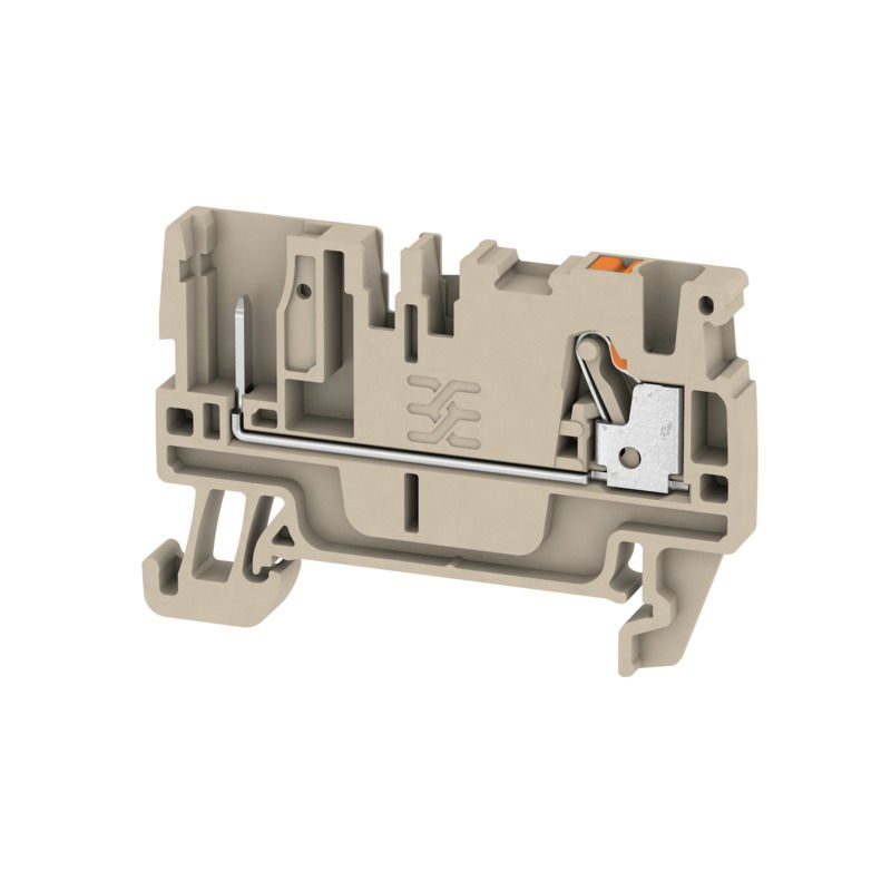 Morsetto innestabile, PUSH IN, Beige scuro, 2.5 mm², 24 A, 800 V, Numero di collegamenti: 2, Numero di piani: 1, TS 35