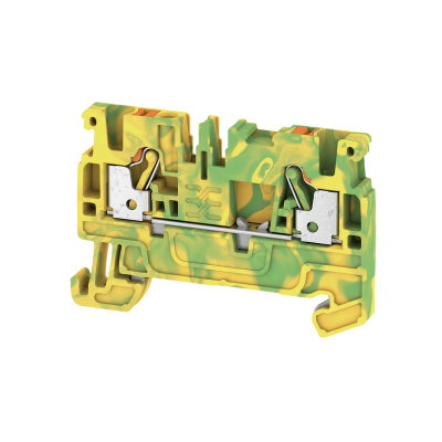 Schutzleiter-Reihenklemme, PUSH IN, grün / gelb, 2.5 mm², 800 V, Anzahl Anschlüsse: 2, Anzahl der Etagen: 1, TS 35, V-0, Wemid