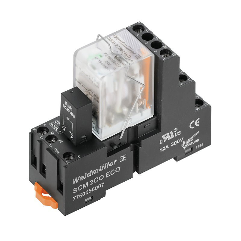 Modulo a relè, 24 V AC, LED rosso, 4 Contatto di scambio (AgNi flash dorata) , 250 V AC, 5 A, Collegamento a vite
