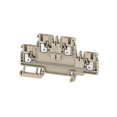 Mehrstock-Reihenklemme, PUSH IN, dunkelbeige, 2.5 mm², 800 V, Anzahl Anschlüsse: 4, Anzahl der Etagen: 2, TS 35, V-0