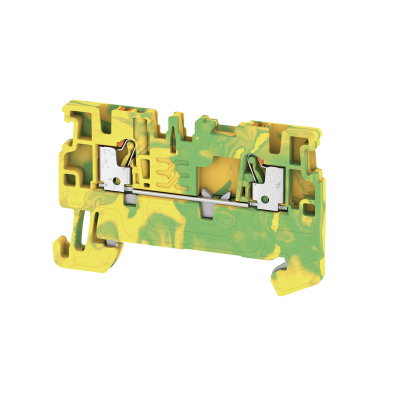 Schutzleiter-Reihenklemme, PUSH IN, grün / gelb, 1.5 mm², 500 V, Anzahl Anschlüsse: 2, Anzahl der Etagen: 1, TS 35, V-0, Wemid