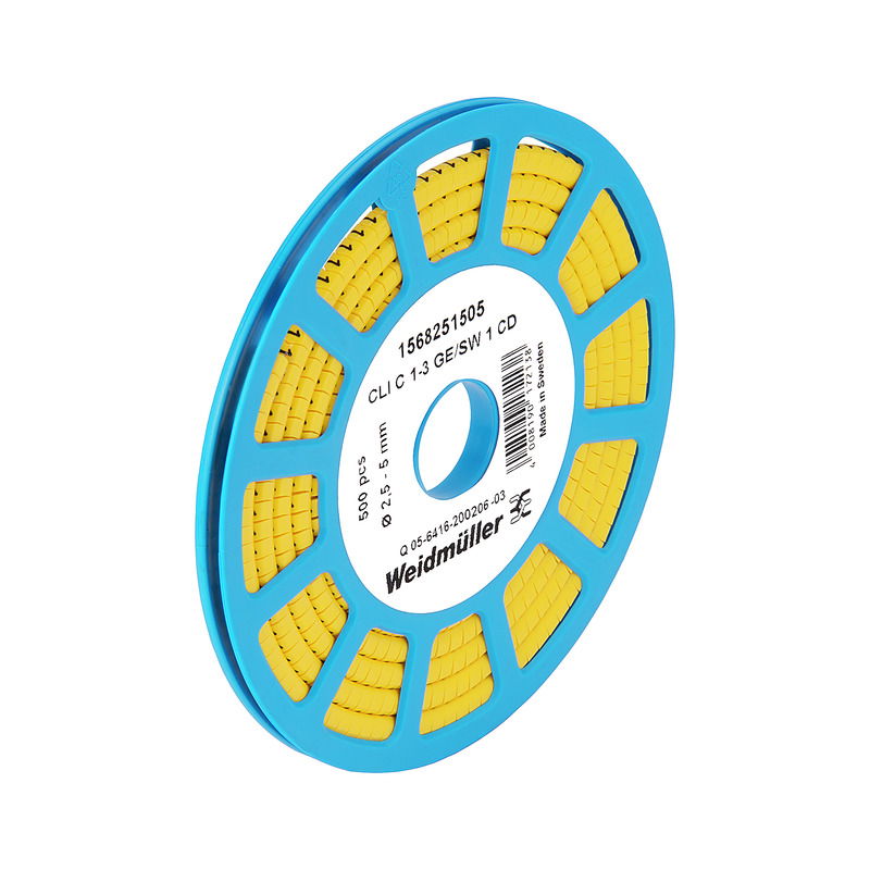 Sistema di codifica cavi, giallo, Diametro esterno conduttore:2.5 - 5 mm, Numeri, PVC, flessibile, senza cadmio, -30...80 °C