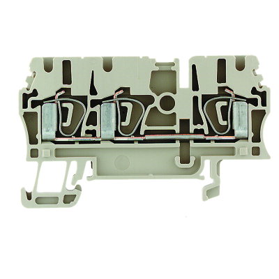 Durchgangs-Reihenklemme, Zugfederanschluss, dunkelbeige, 2.5 mm², 24 A, 800 V, Anzahl Anschlüsse: 3