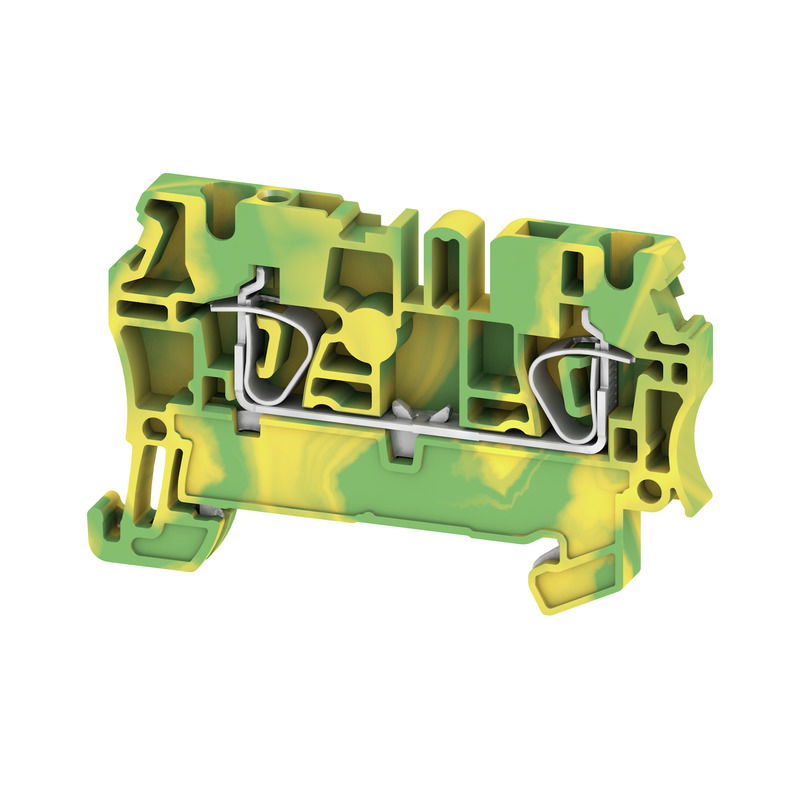 Morsetto PE, Molla autobloccante, Verde/giallo, 2.5 mm², 800 V, Numero di collegamenti: 2, Numero di piani: 1, TS 35, V-0, Wemid